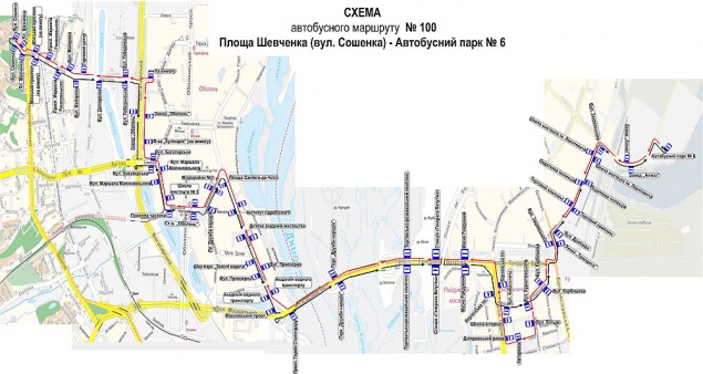 В маршрут движения автобусов №100 вносятся изменения (+ СХЕМА)