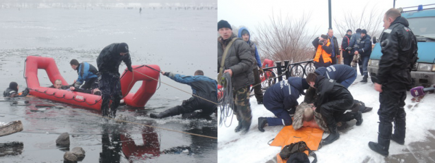 В Киеве спасатели достали из воды очередных любителей прогуляться по тонкому льду (ФОТО)