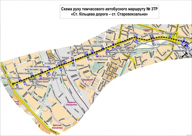 В Киеве временно прекратится движение трамваев маршрутов №№ 1,3 и 18 (схема)