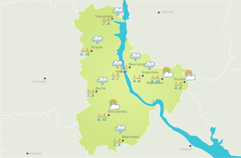 Погода в Киеве и Киевской области: 21 декабря 2017