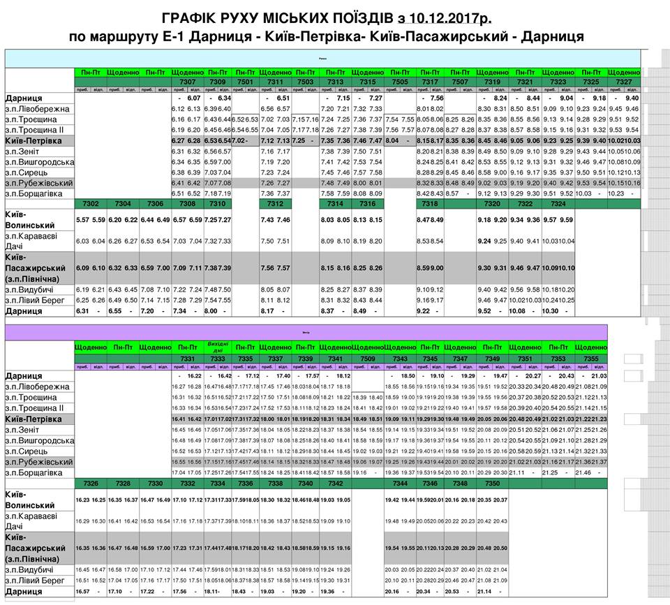 С воскресенья киевская электричка будет ездить по новому расписанию