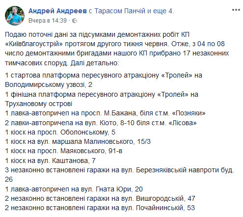 “Киевблагоустройство” начало демонтаж временных сооружений по пути железной дороги в аэропорт “Борисполь” (фото)