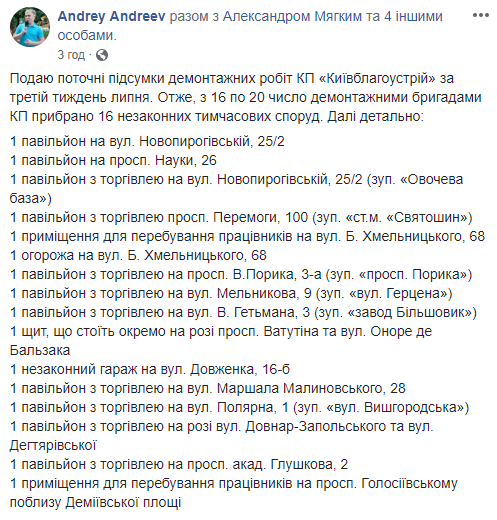 За неделю в Киеве коммунальщики убрали 16 временных сооружений (фото)