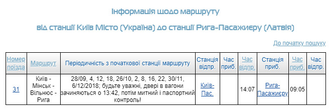 Появилось расписание движения поезда “четырех столиц” Киев-Минск-Вильнюс-Рига
