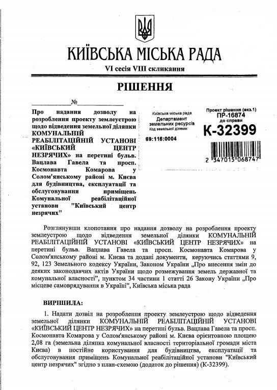 В Киевсовете определились с местом строительства “Киевского центра незрячих”