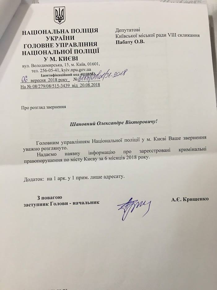 В первом полугодии 2018 года Шевченсковский район Киева стал лидером по количеству преступлений