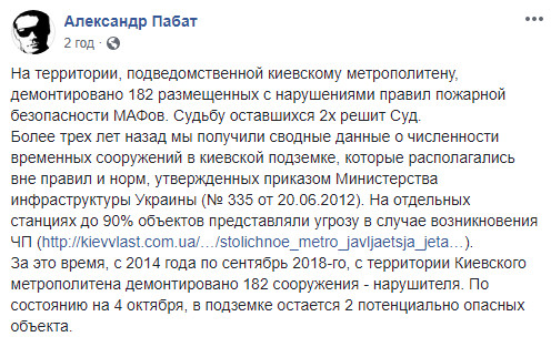 Киевский метрополитен убрал со своей территории почти все МАФы, нарушающие правила пожарной безопасности