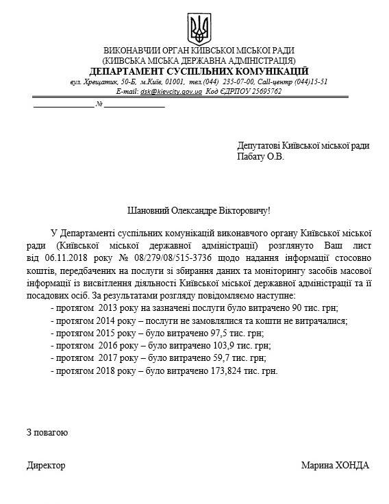 Киевские власти в этом году значительно увеличили расходы на мониторинг сообщений СМИ о деятельности столичных чиновников