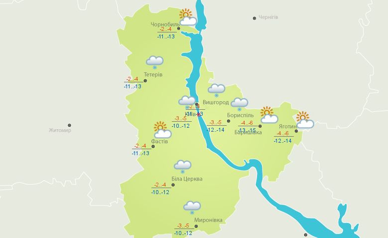 Погода в Киеве и Киевской области: 20 января 2019