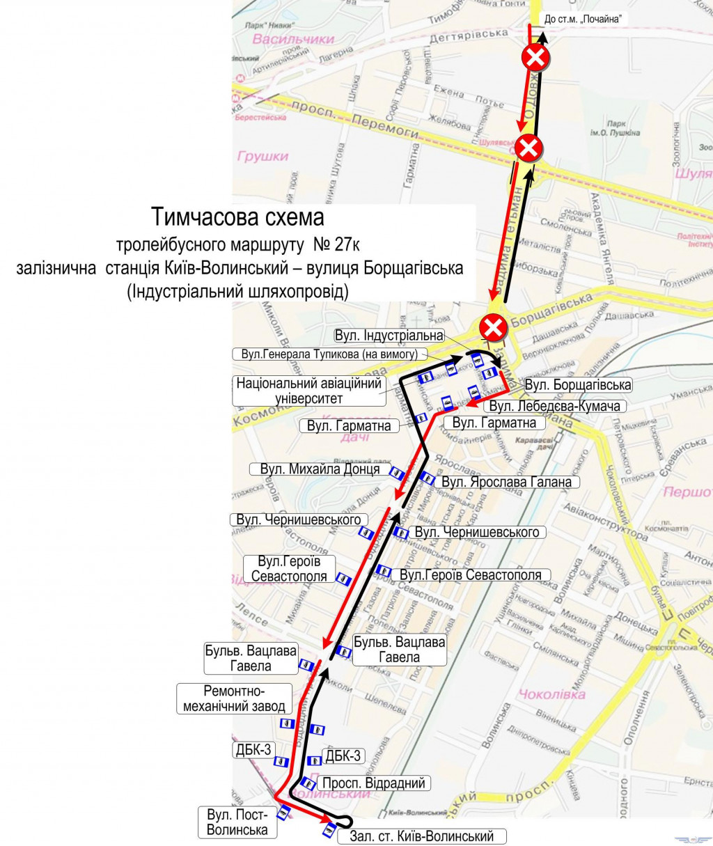 Ряд маршрутов общественного транспорта в Киеве изменят свое движение на время ремонта Шулявского путепровода (схемы)