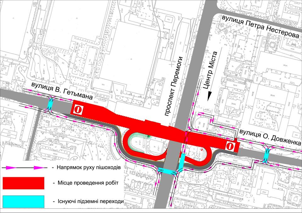 Для пешеходов разработали схему движения в районе реконструкции Шулявского моста (схема)