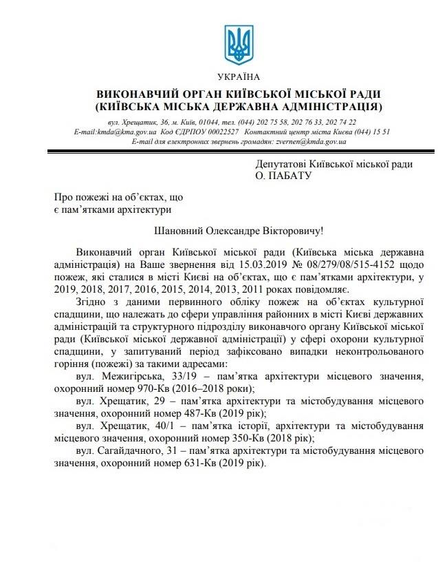 Киевские власти насчитали за 9 лет всего 4 пожара на столичных памятниках архитектуры