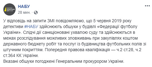 НАБУ проводит обыски в здании Федерации футбола Украины (фото)