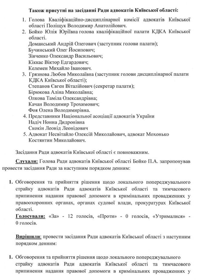 В Киевской области адвокаты объявили забастовку из-за избиения коллеги (документ, видео)