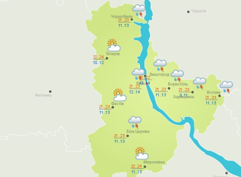 Погода в Киеве и Киевской области: 13 июля 2019