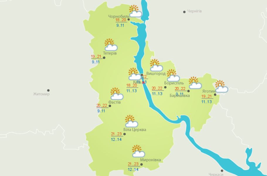 Погода в Киеве и Киевской области: 1 августа 2019