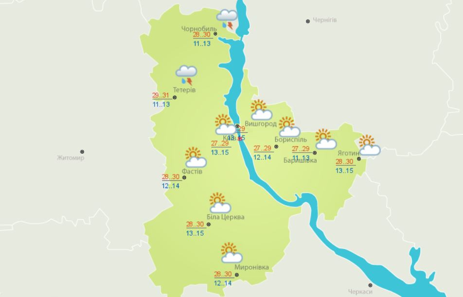 Погода в Киеве и Киевской области: 7 августа 2019