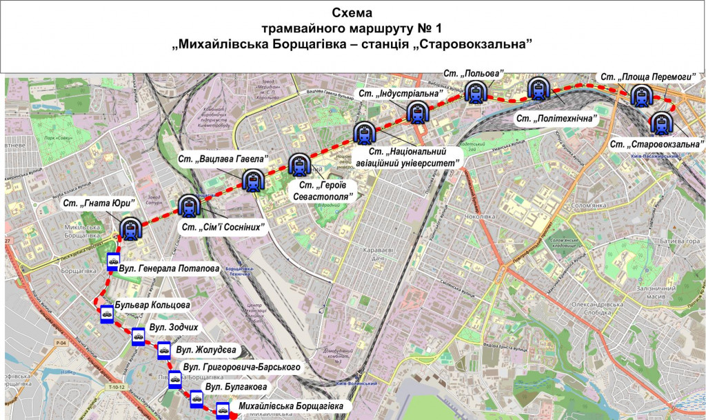 В субботу, 28 сентября, вместо трамваев №2 в Киеве начнут курсировать автобусы №2Т (схема)