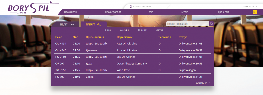 Обслуживание в терминалах аэропорта “Борисполь” приостановлено