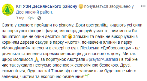 Вандалы изуродовали деревья в трех зеленых зонах Деснянского района Киева (фото)