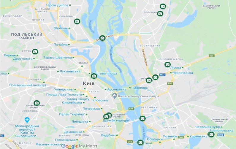 В Киеве начали работу 20 камер автоматической фотовидеофиксации нарушений на дорогах (карта)