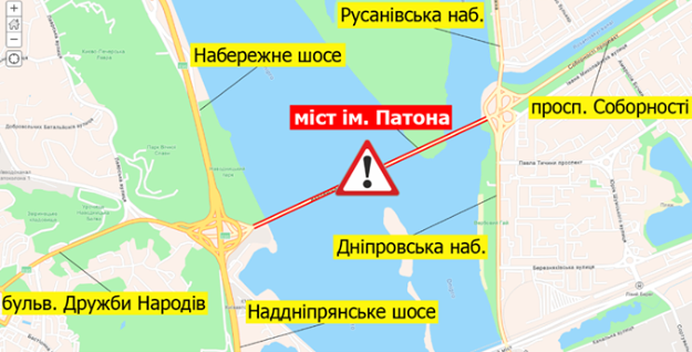 С вечера 10 апреля до утра 13 апреля в Киеве будет ограничено движение по мосту Патона