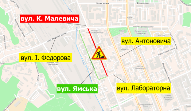 С 16 апреля на месяц ограничат движение транспорта на улице Казимира Малевича в Киеве