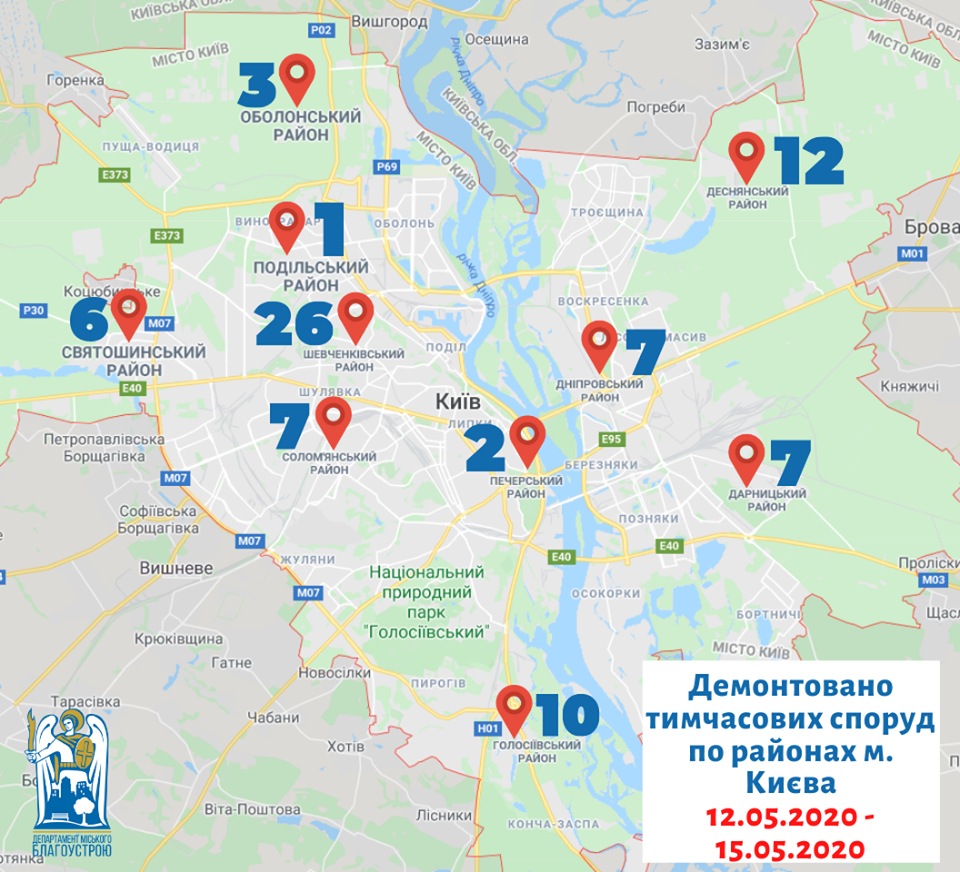 За неделю в Киеве демонтировали 81 временное сооружение (инфографика)