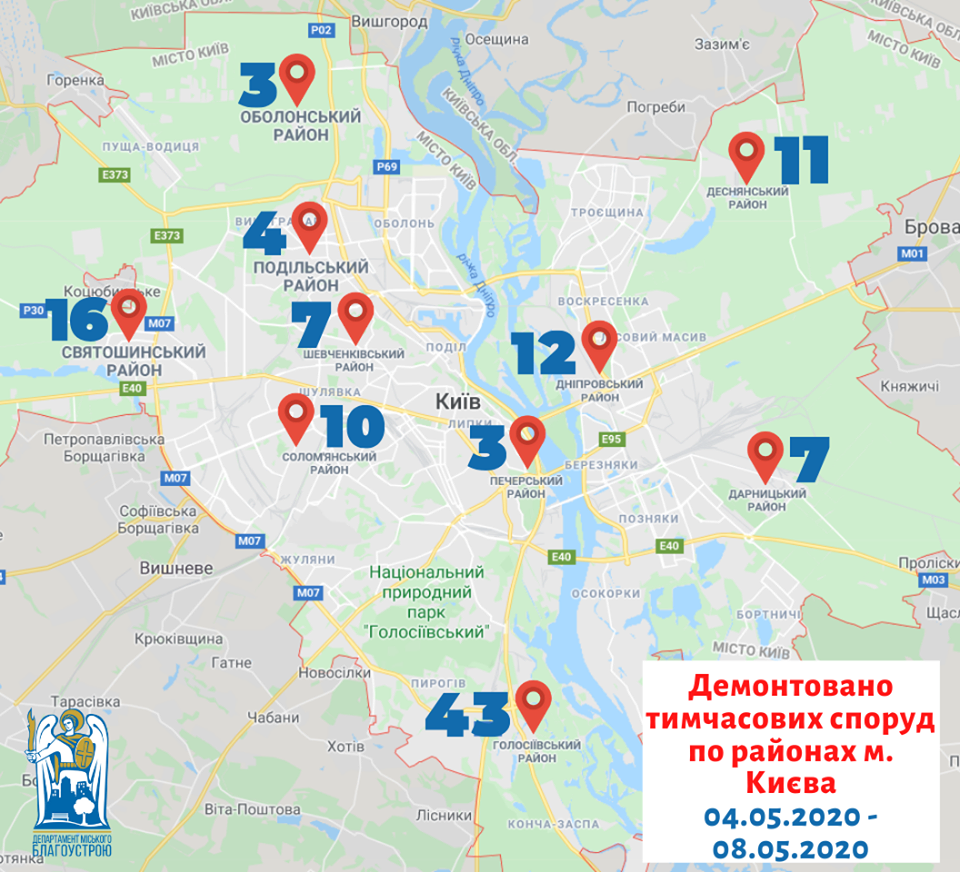 На прошлой неделе в Киеве было демонтировано 116 самовольно установленных временных сооружений