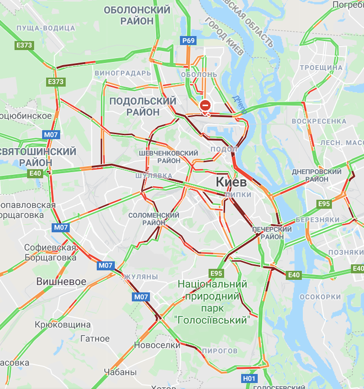Вечером 13 мая Киев вновь сковали пробки