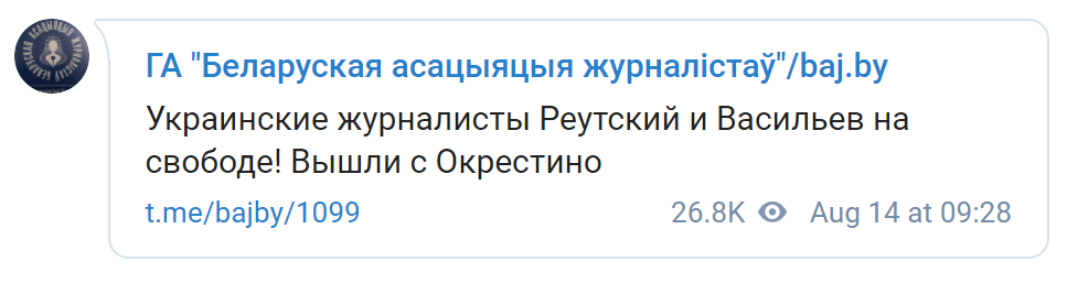 Задержанные в Беларуси украинские правозащитники вышли на свободу (видео)