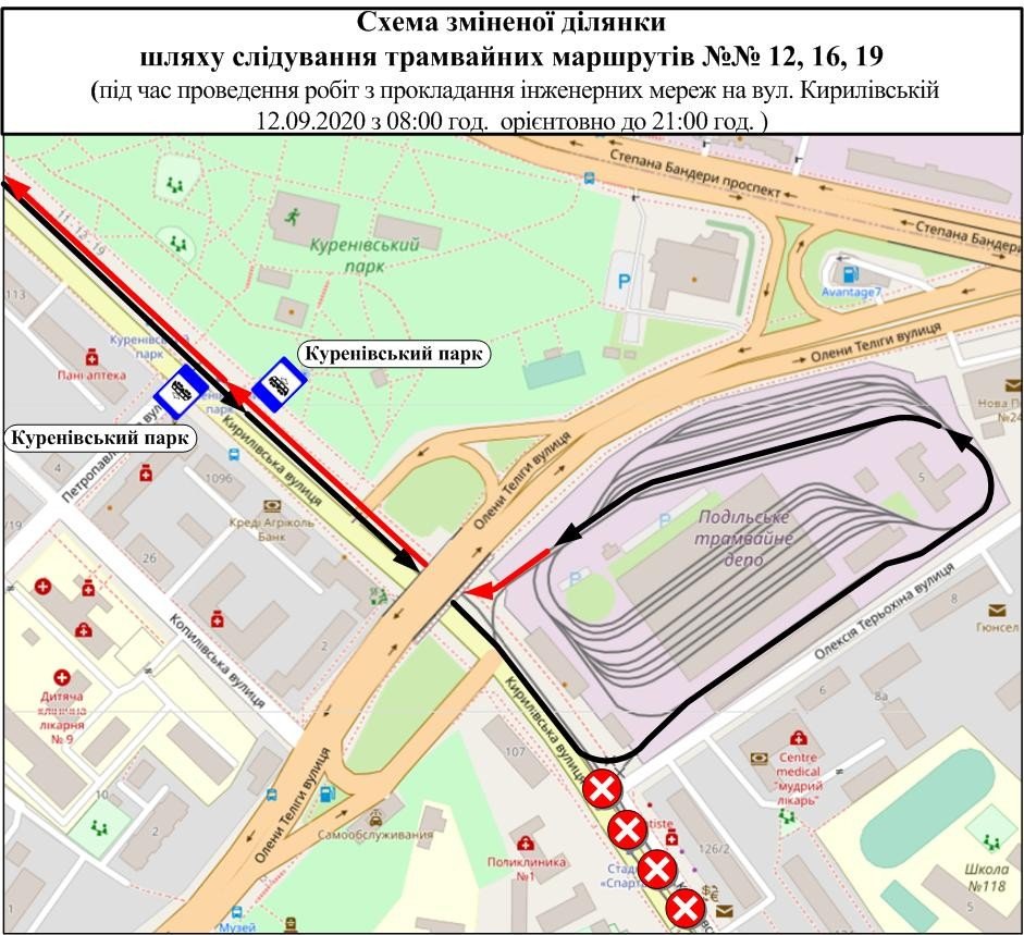 В субботу 12 сентября будут изменены маршруты трех киевских трамваев (схема)