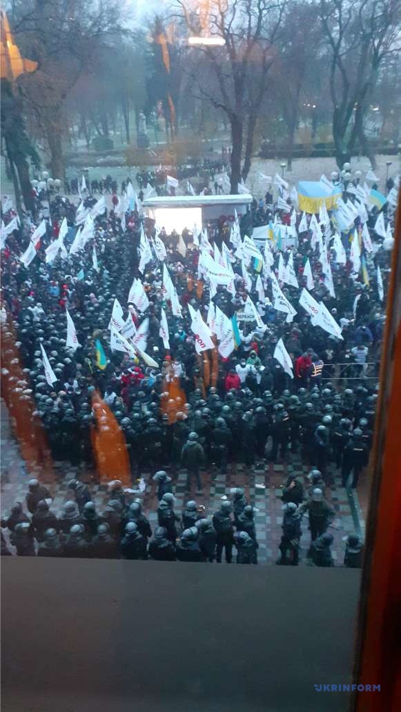 Митингующие попытались прорвать кордон полиции и попасть в здание парламента (фото, видео)