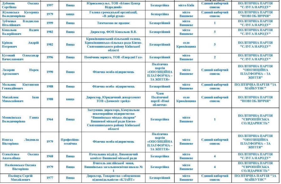 В новый состав депутатского корпуса Вишневской ОТО вошло шесть партий