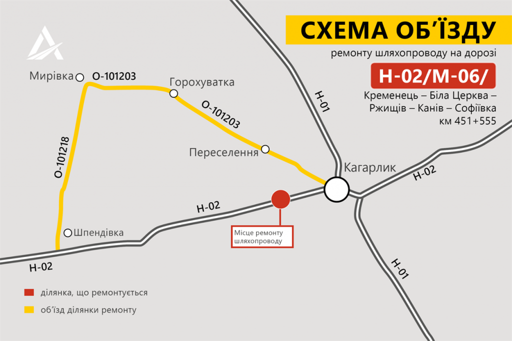 Под Кагарлыком на Киевщине до конца года закрыли на ремонт путепровод (схема объезда)