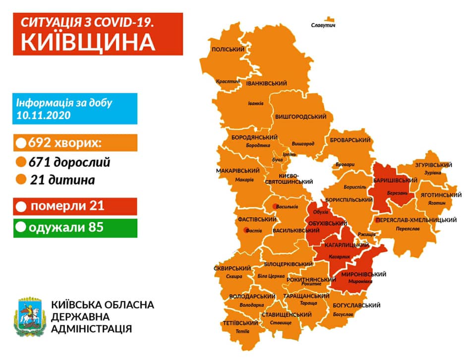 За минулу добу від наслідків COVID-19 помер 21 мешканець Київщини