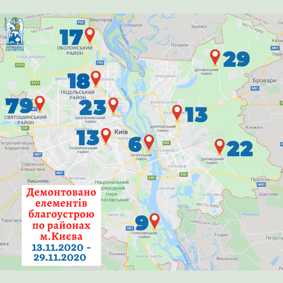 За неделю в Киеве демонтировали 229 МАФов (инфографика)