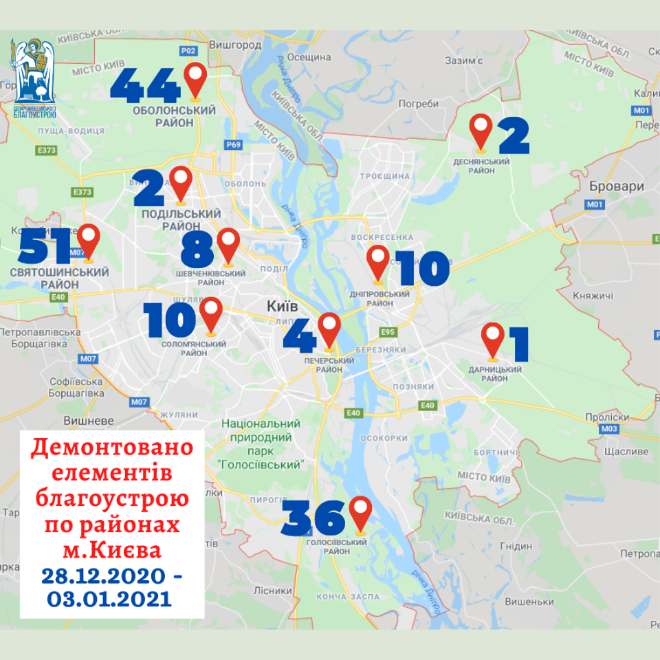 Столичные власти отчитались о демонтаже 168 временных сооружений на прошлой неделе (иконографика)