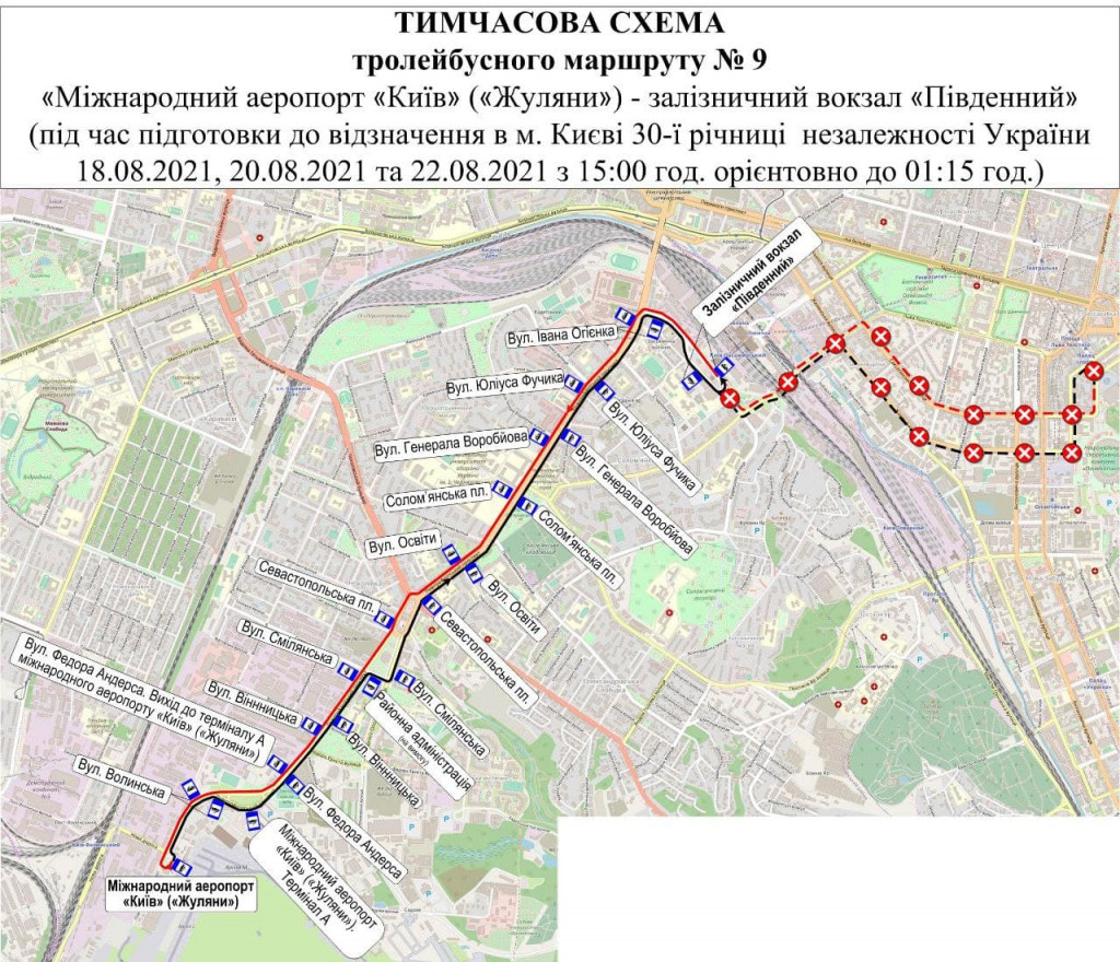 Сегодня, 22 августа, на время финальной репетиции парада войск ко Дню Независимости столичный общественный транспорт маршруты движения (схемы)