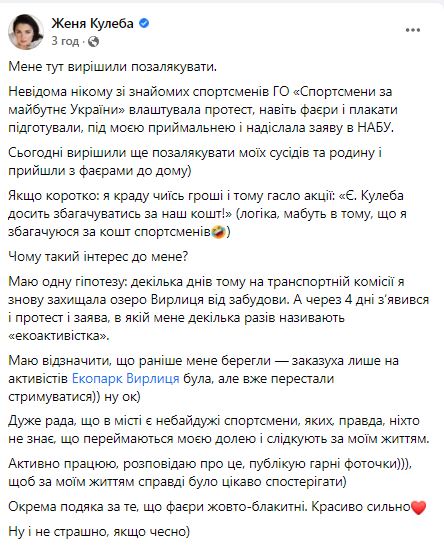 Депутат Киевсовета Кулеба ответила на обвинение активистов в незаконном обогащении (фото)