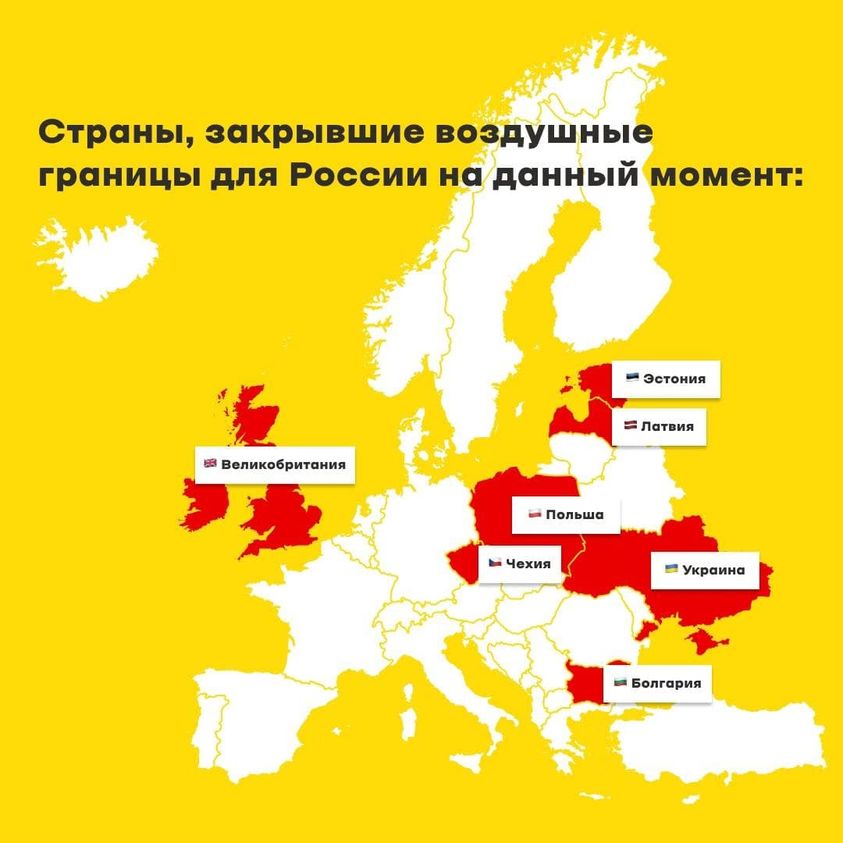 Країни ЄС закривають повітряний простір для Росії