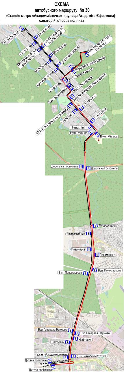 У Києві відновлюють рух автобусу №30 (схема руху)