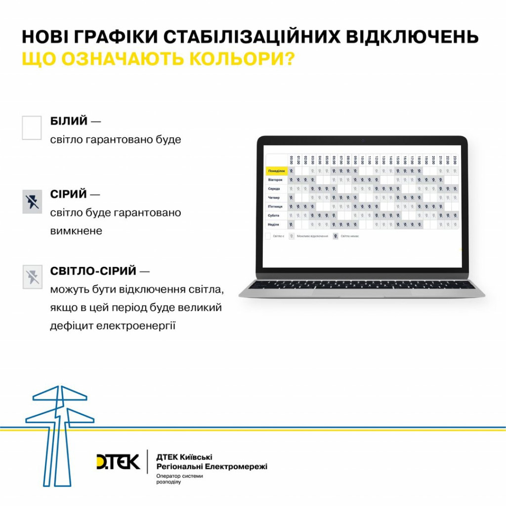 На Київщині починає діяти новий графік стабілізаційних відключень, - ДТЕК