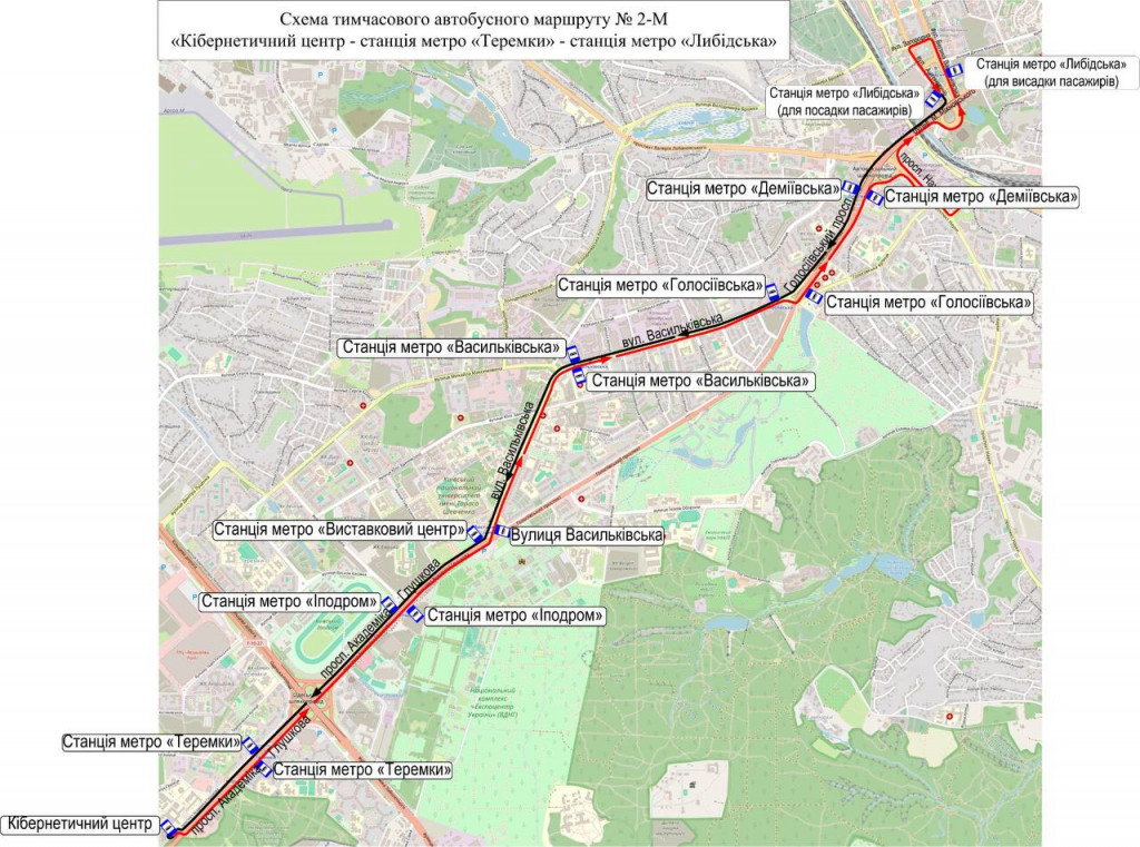 У Києві рух закритою ділянкою “синьої” гілки метро на маршрутах дублюють 77 автобусів та 20 тролейбусів (схеми)