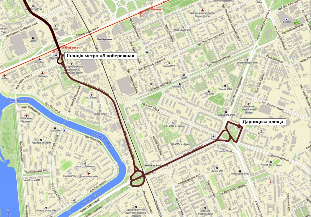 Від суботи столичні автобуси № 111 продовжать курсувати до Дарницької площі (схема)