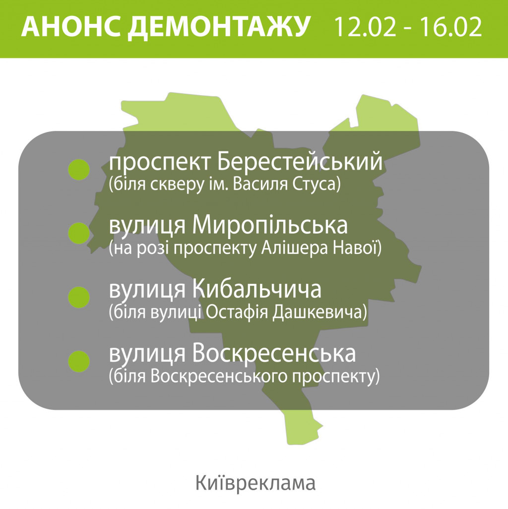 Чиновники від реклами познімають чергові незаконні вивіски у столиці (локації)