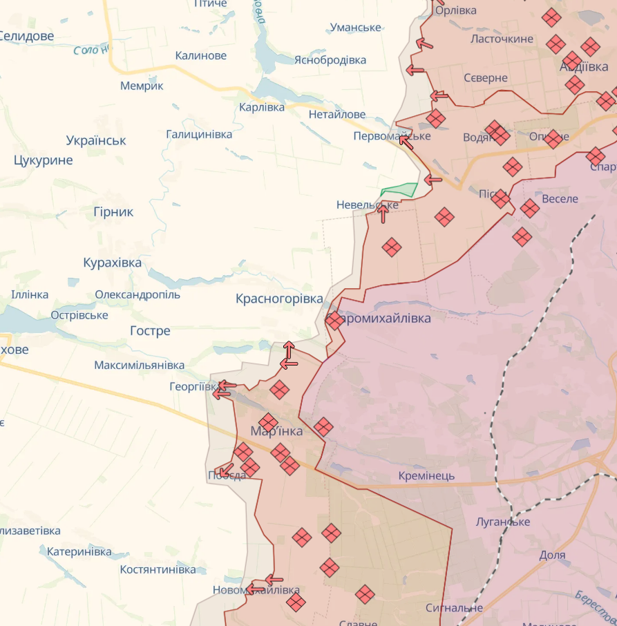 На Новопавлівському напрямку в районах пунктів Новомихайлівка, Георгіївка, Урожайне противник атакував 22 рази, - Генштаб ЗСУ