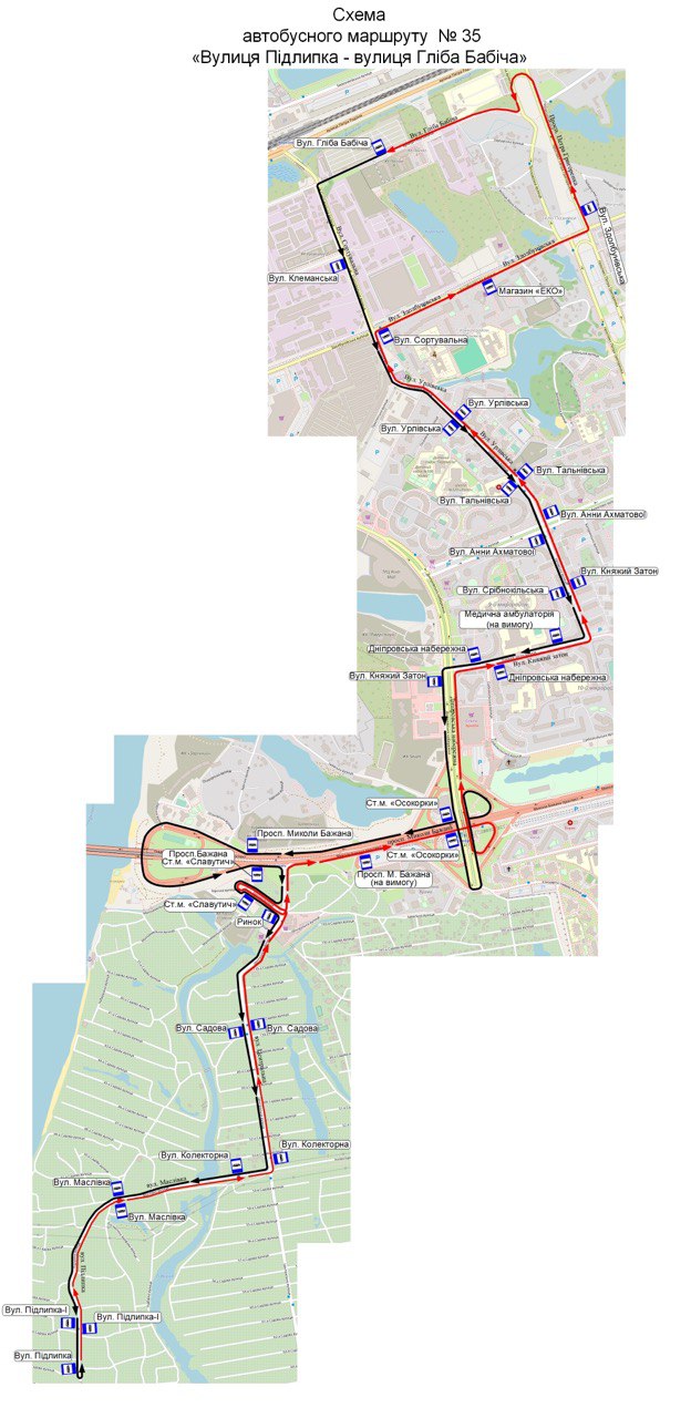 Відзавтра, 13 квітня, столичний автобус № 35 подовжить свій маршрут до вулиці Гліба Бабіча (схема)