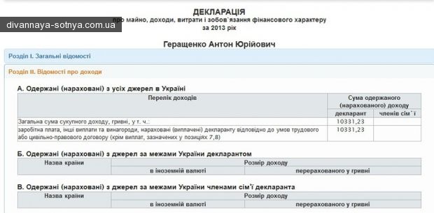 Антон Геращенко живет за чертой бедности (декларация)