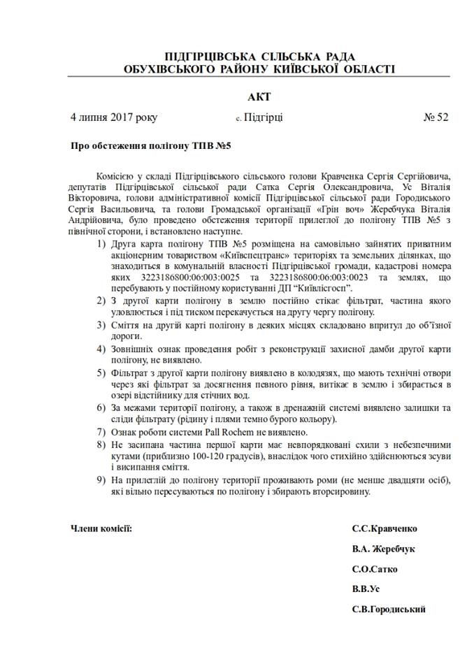 “Киевспецтранс” пытается узаконить самозахват земель в Обуховском районе, где находится ТБО №5